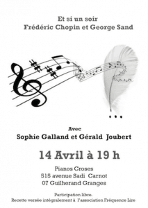 Flyer Et si un soir, Frédéric Chopin et George Sand, avec Sophie Galland et Gérald Joubert